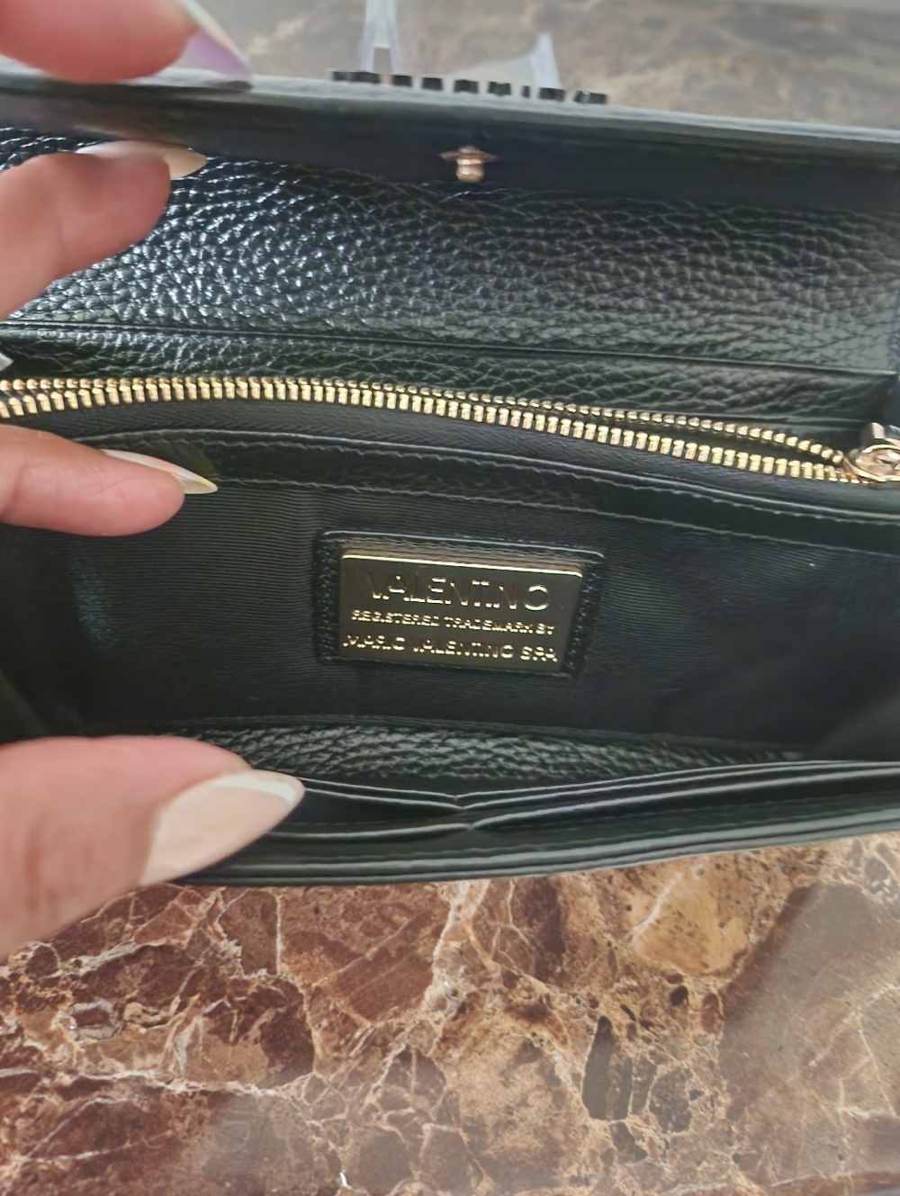 Mario Valentino Black Pebbled Leather Long Wallet EUC - Picture 11 of 15